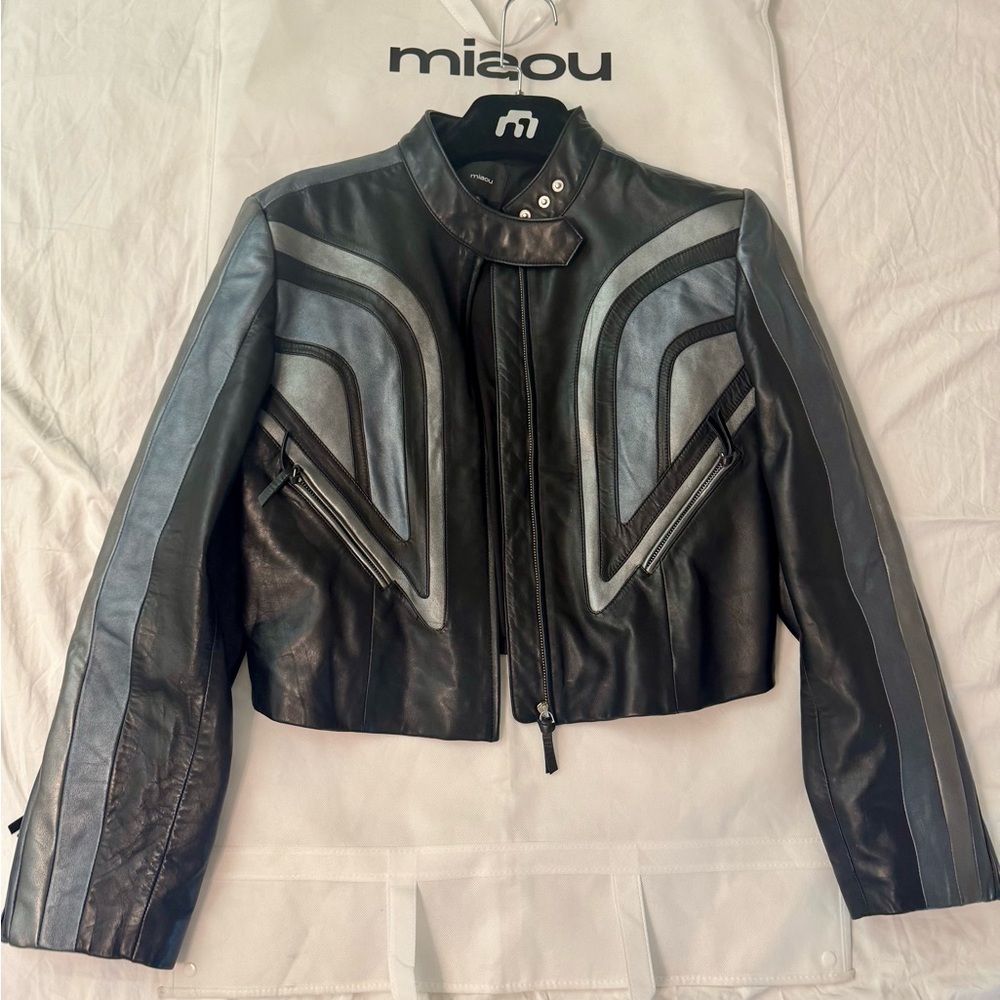 Miaou Black and Silver Sophie Leather Jacket